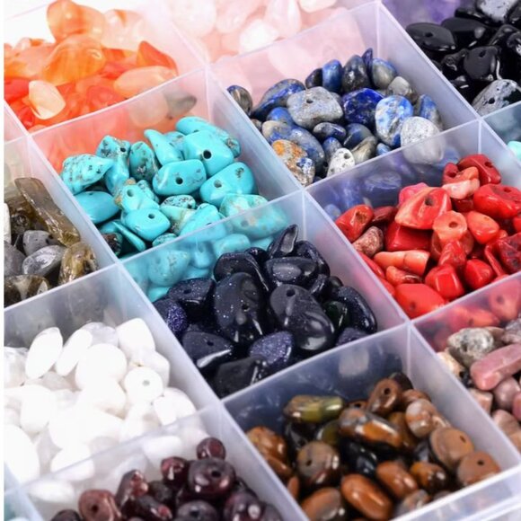 Gemstone Chips 1300pcs  Tiger Eye & Turquoise Beads   24 Colors, 5-8mm - Picture 3 of 4